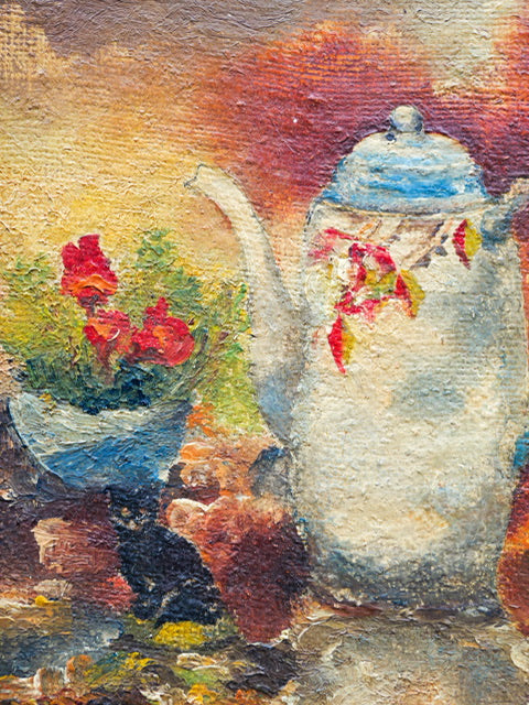 Vintage Art School ‘Coffee Pot’ Oil Painting