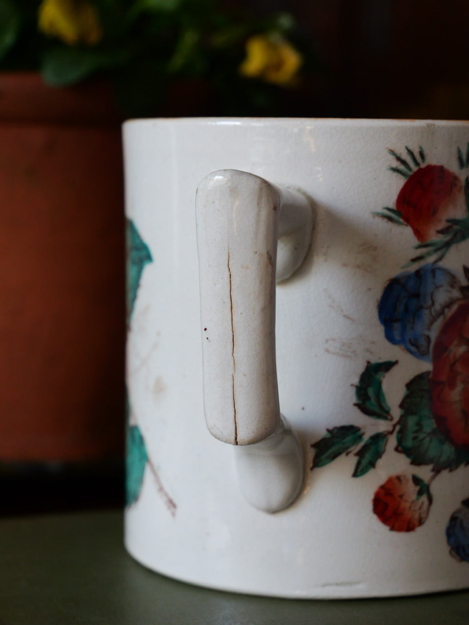Antique Floral Transfer Loving Cup