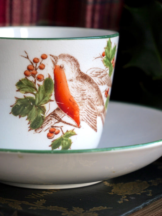 Victorian Robin Cup and Saucer