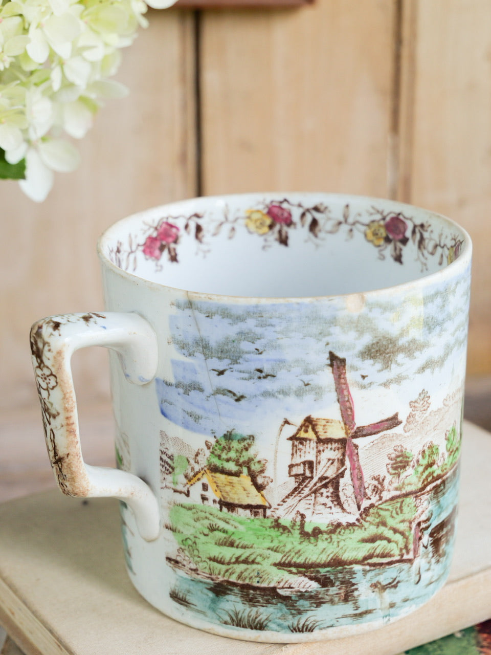 19th Century ‘Windmill’ Transferware Mug