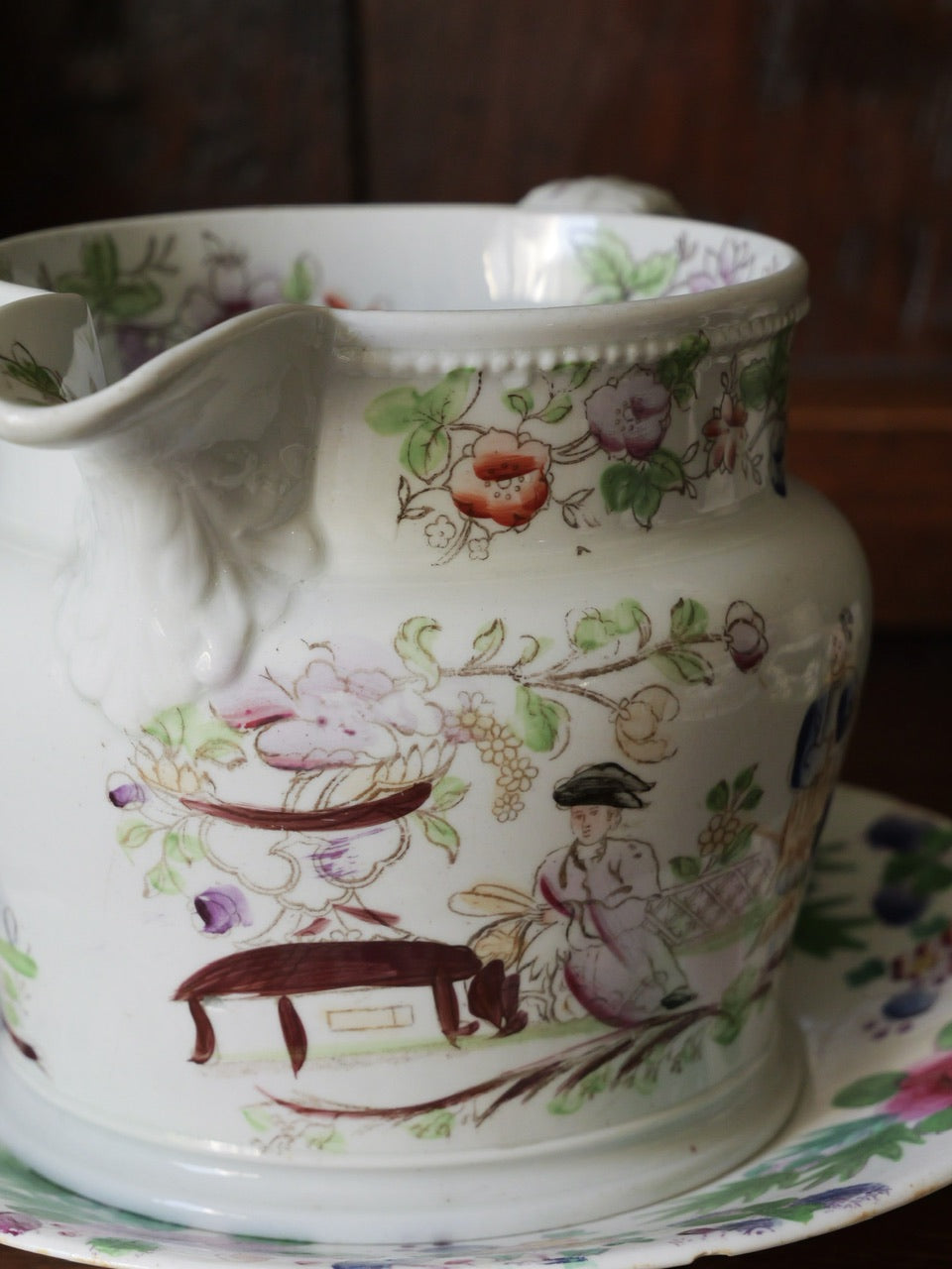 Antique Hand Painted Chinoiserie Jug
