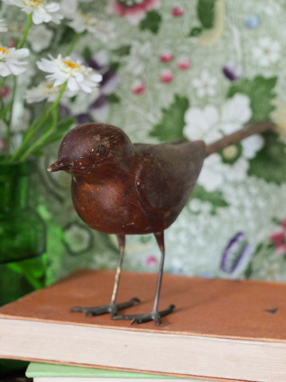 Vintage Hand Carved Wooden Warbler