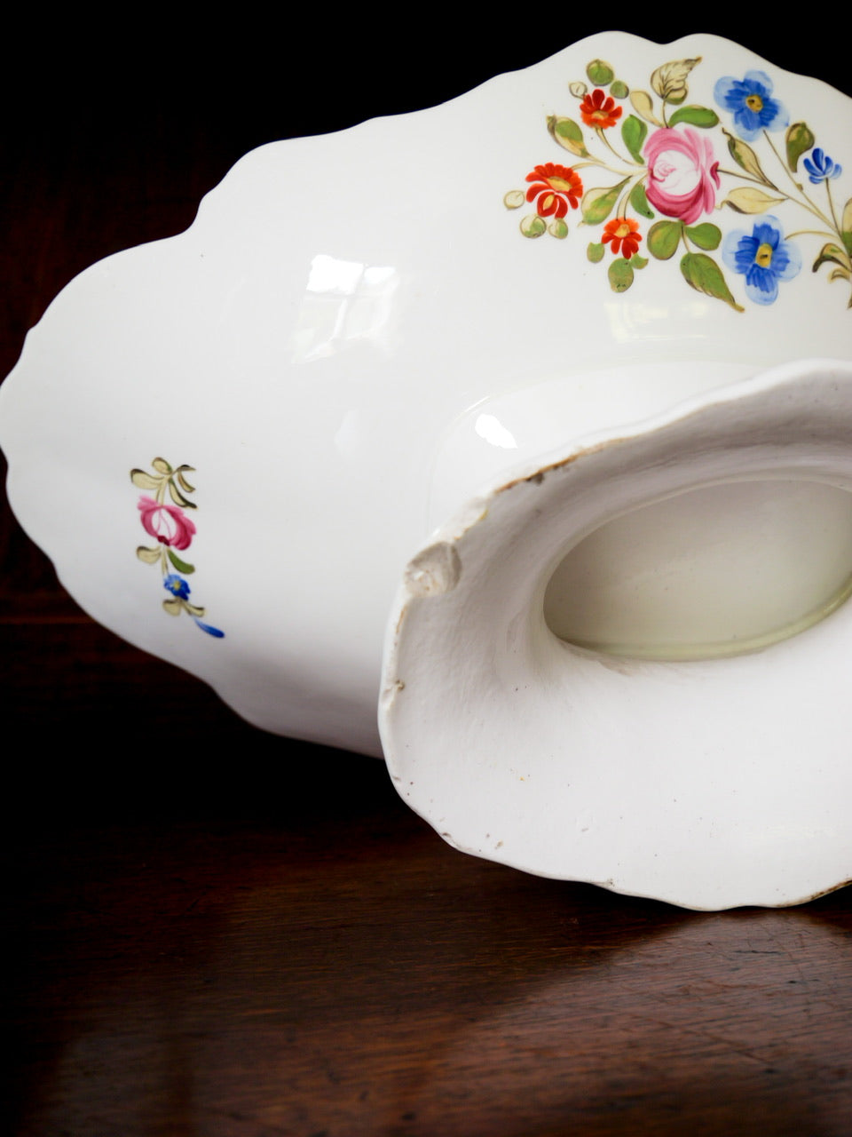 Antique Hand Painted Floral Pedestal Dish
