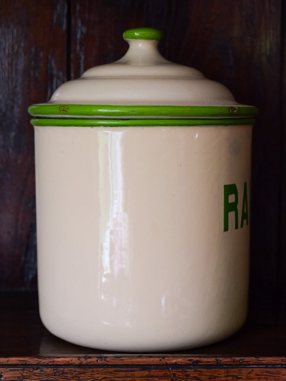 Vintage Enamel ‘Raisins’ Container