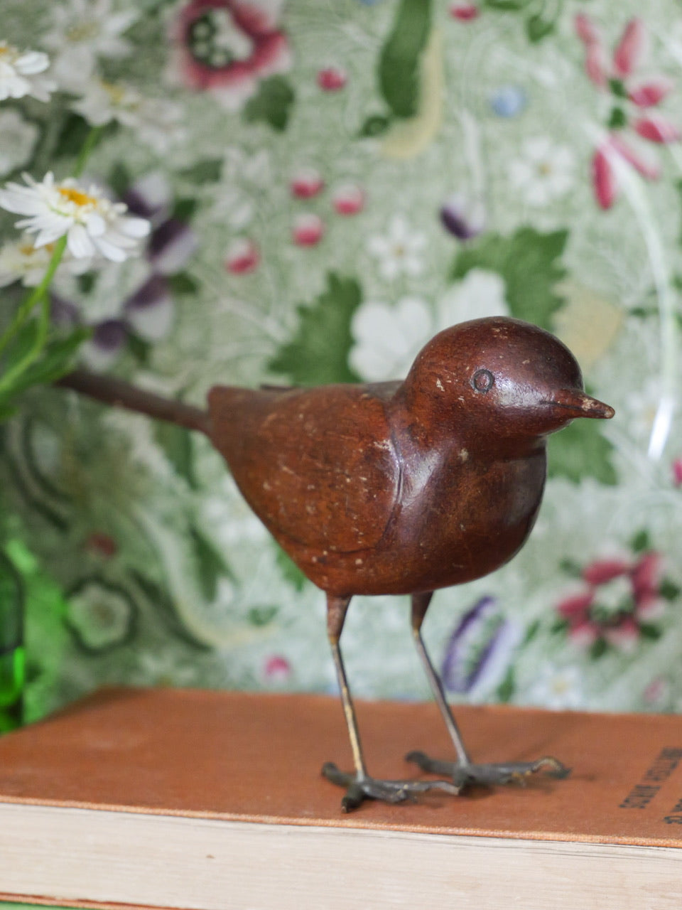 Vintage Hand Carved Wooden Warbler
