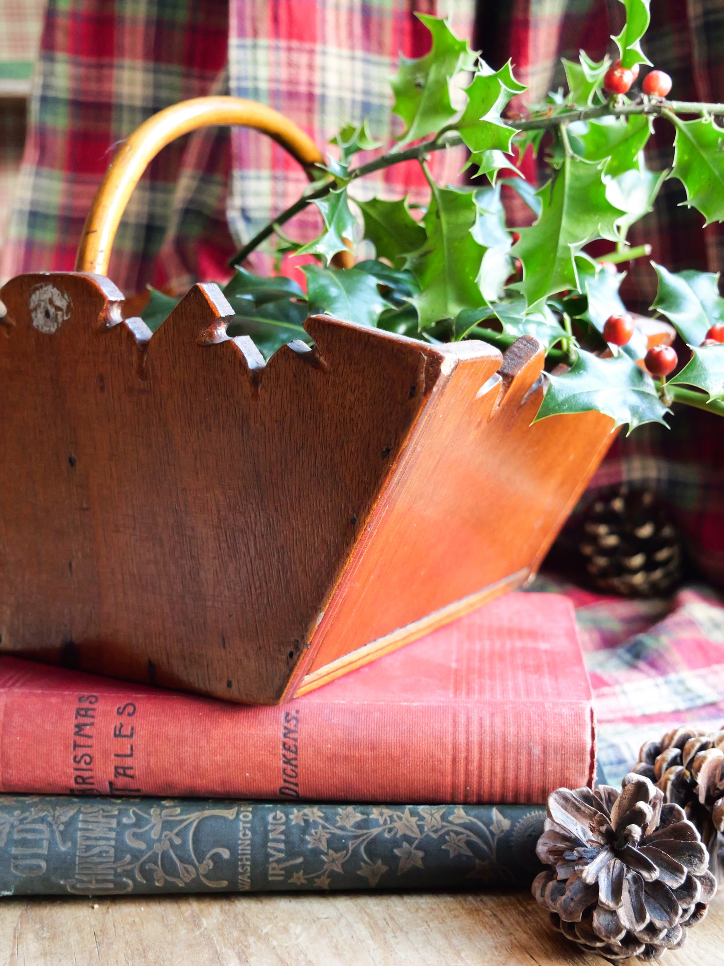 Vintage Scratch-Built Wooden Basket