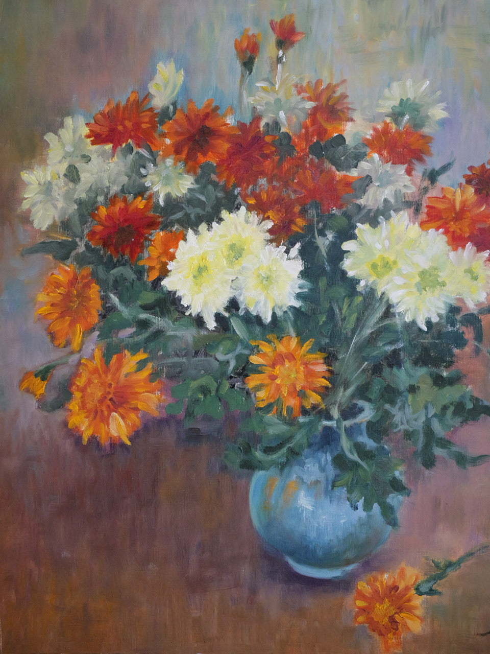 Vintage ‘Chrysanthemums’ Still Life Oil Painting