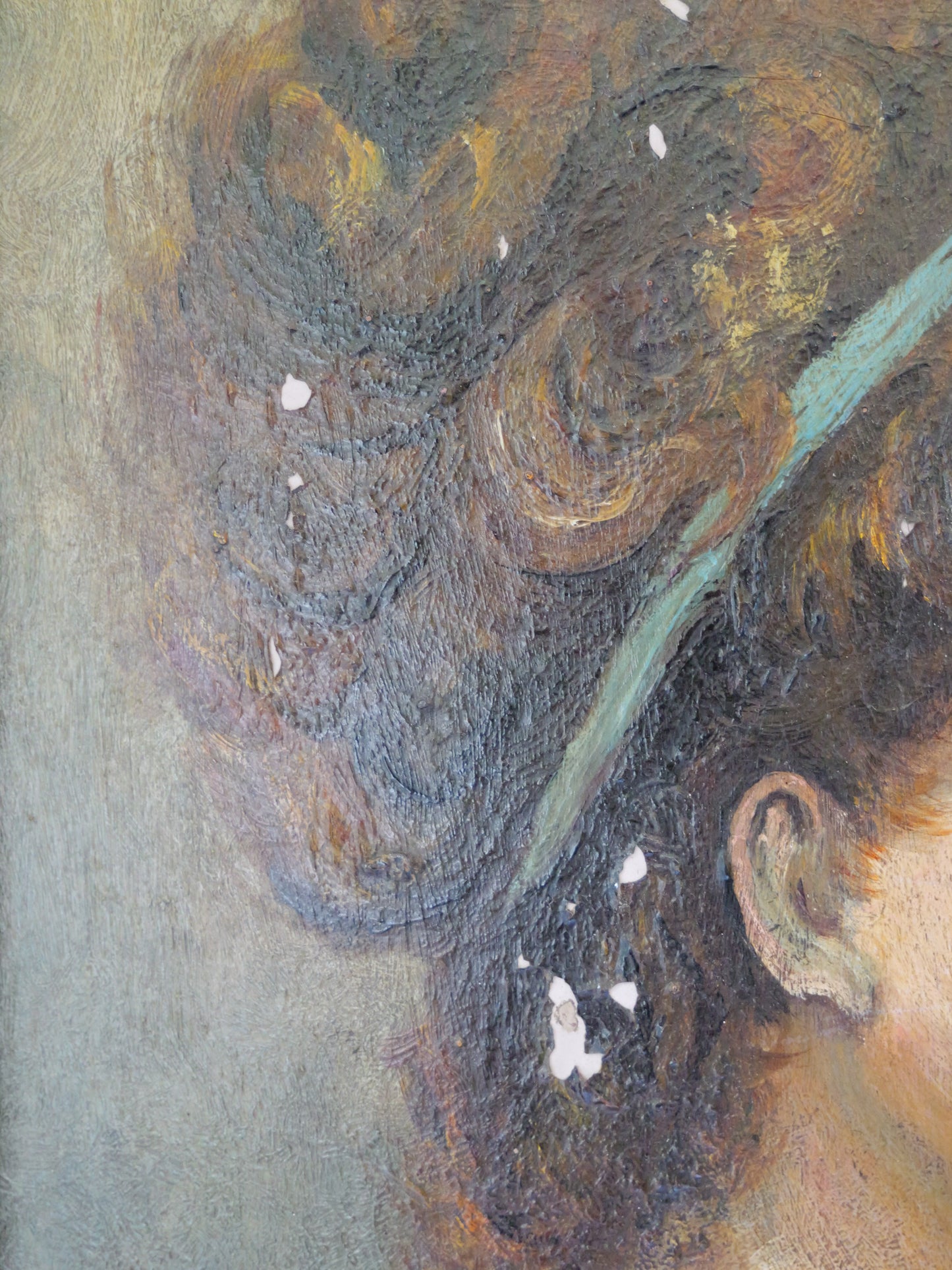 Antique Oil Portrait of a Young Lady