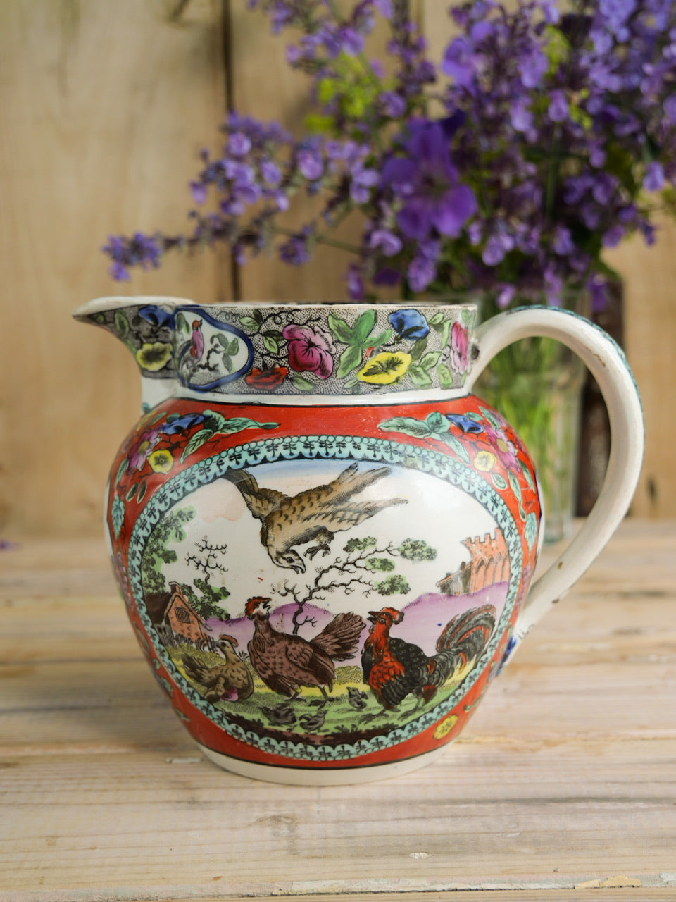 18th Century Georgian Pearlware Avian Transferware Jug