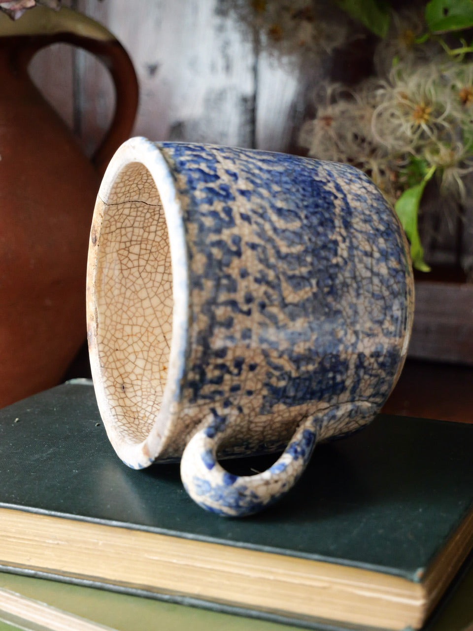 Antique Primitive Spongeware Mug