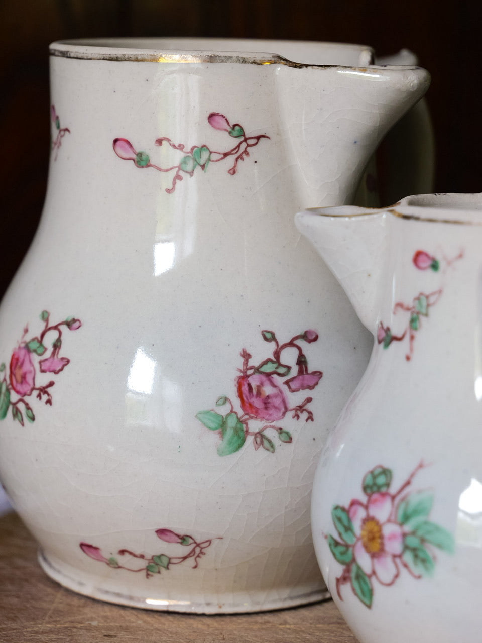 Vintage French Floral Jugs - Set of 3