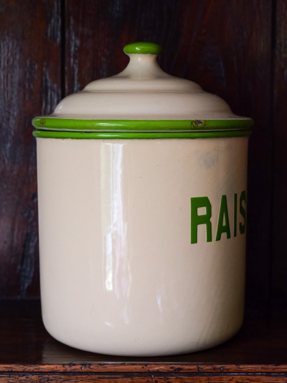 Vintage Enamel ‘Raisins’ Container