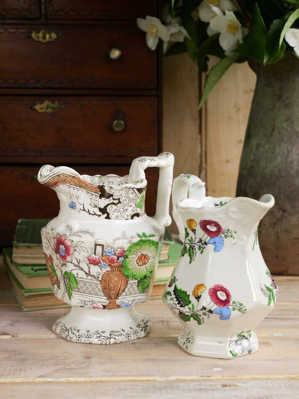 Antique Transferware Jugs - Set of 2