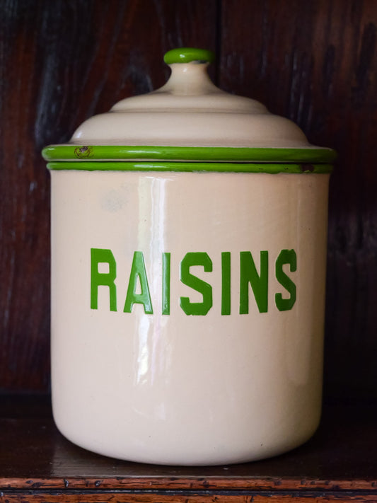 Vintage Enamel ‘Raisins’ Container