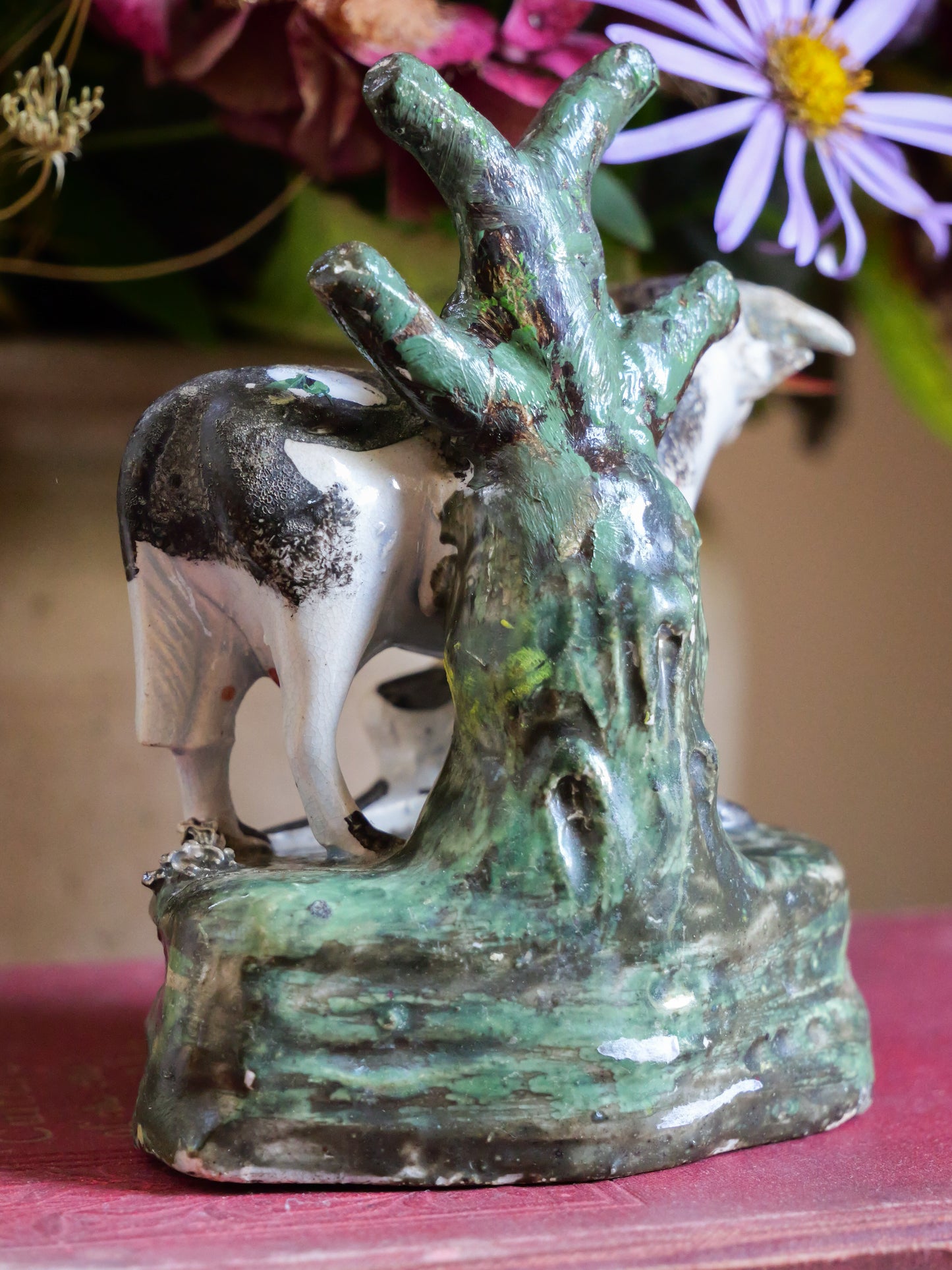 Primitive 18th Century Pearlware Cow & Calf Figure