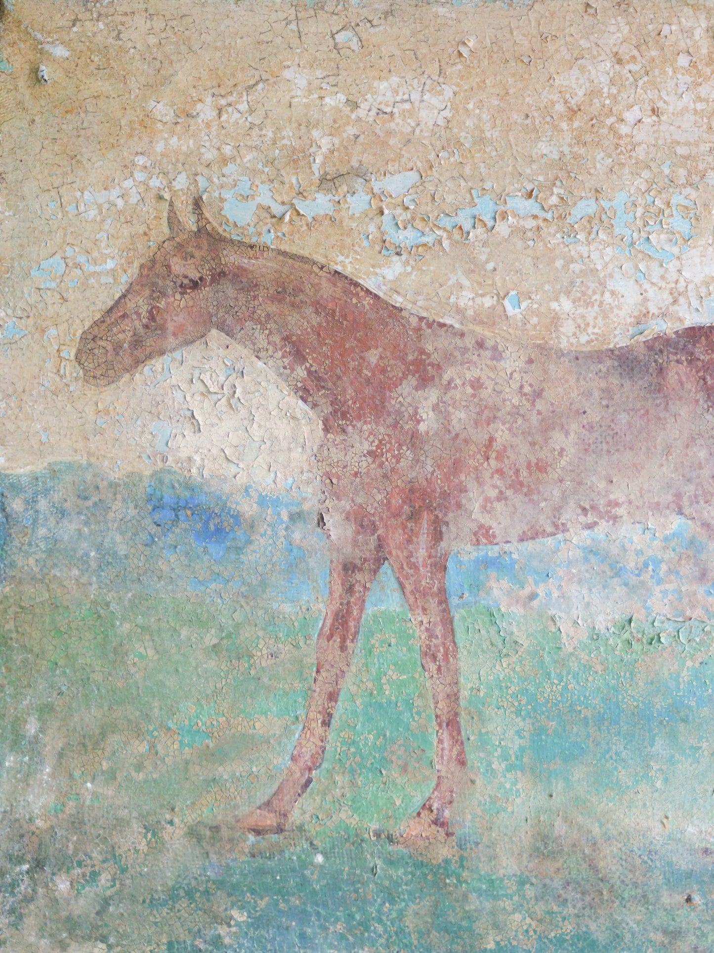 Naive Antique Oil Painting of a Horse