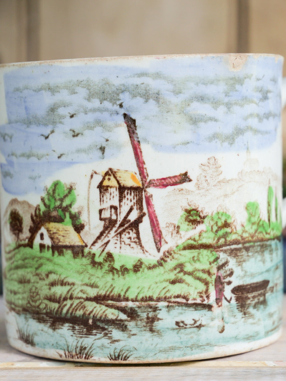 19th Century ‘Windmill’ Transferware Mug
