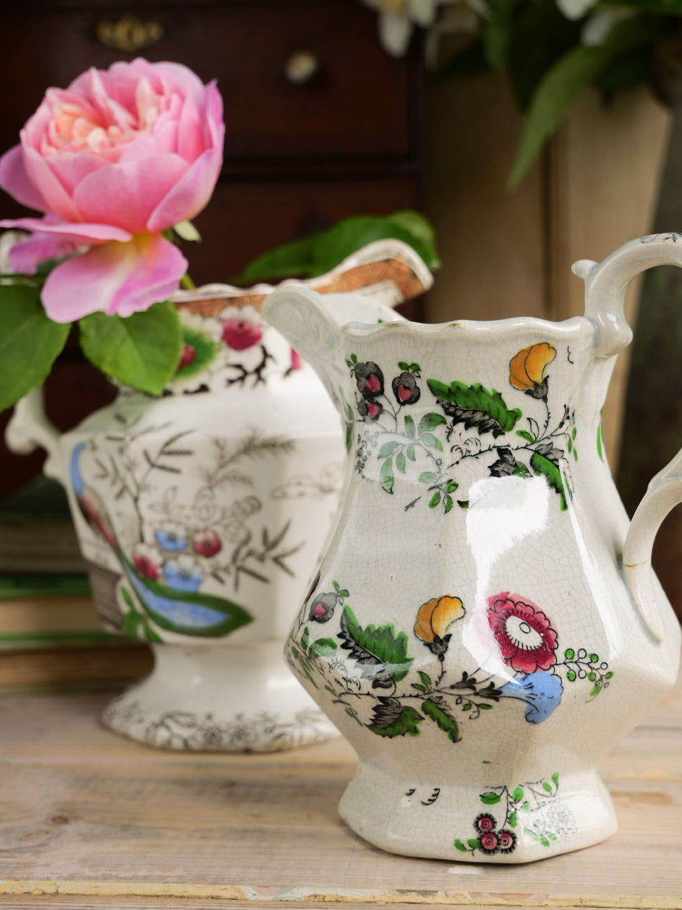 Antique Transferware Jugs - Set of 2