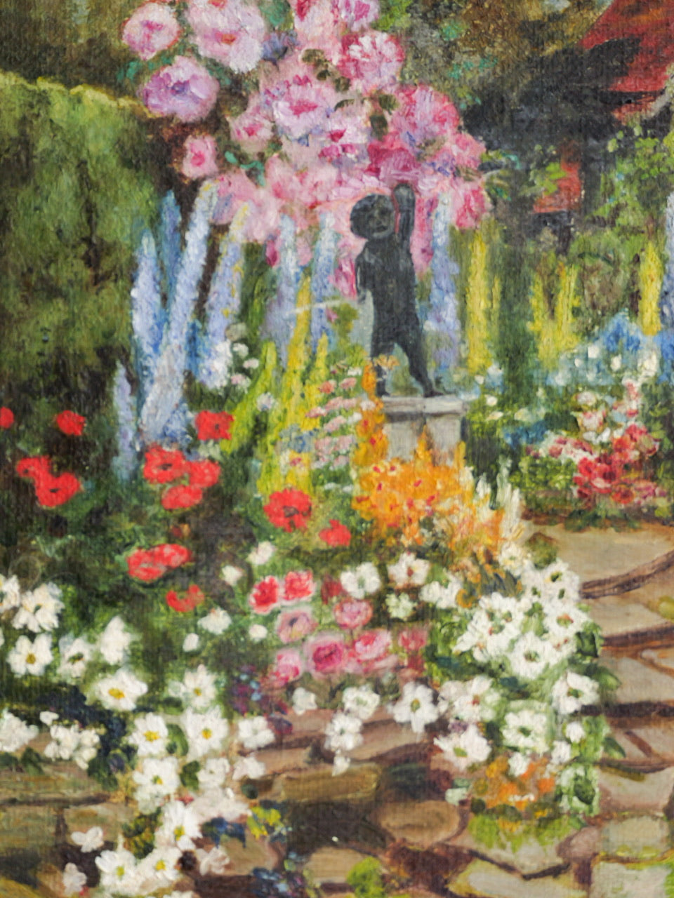 Vintage Art School Garden Painting on Canvas