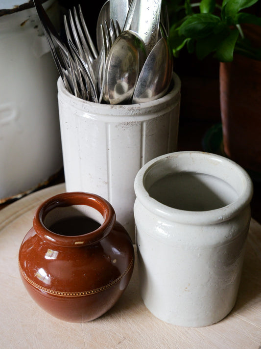 Set of 3 Vintage Stoneware Pots