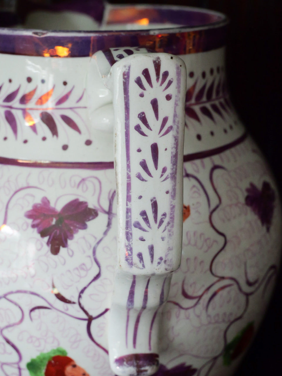 Antique Sunderland Lustre Strawberry Jug