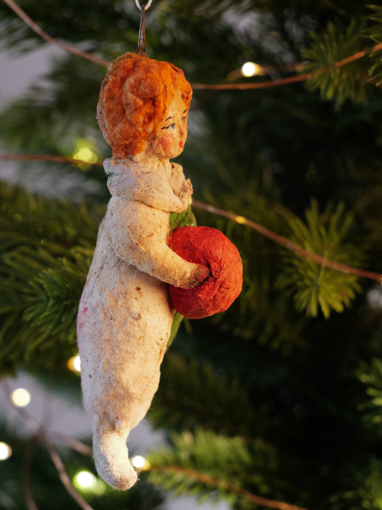 Vintage Handmade Spun Cotton Christmas Ornament - Helena