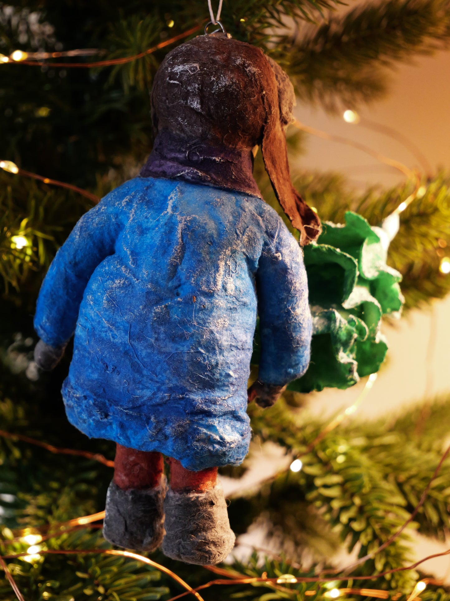 Handmade Spun Cotton Christmas Ornament - Thomas