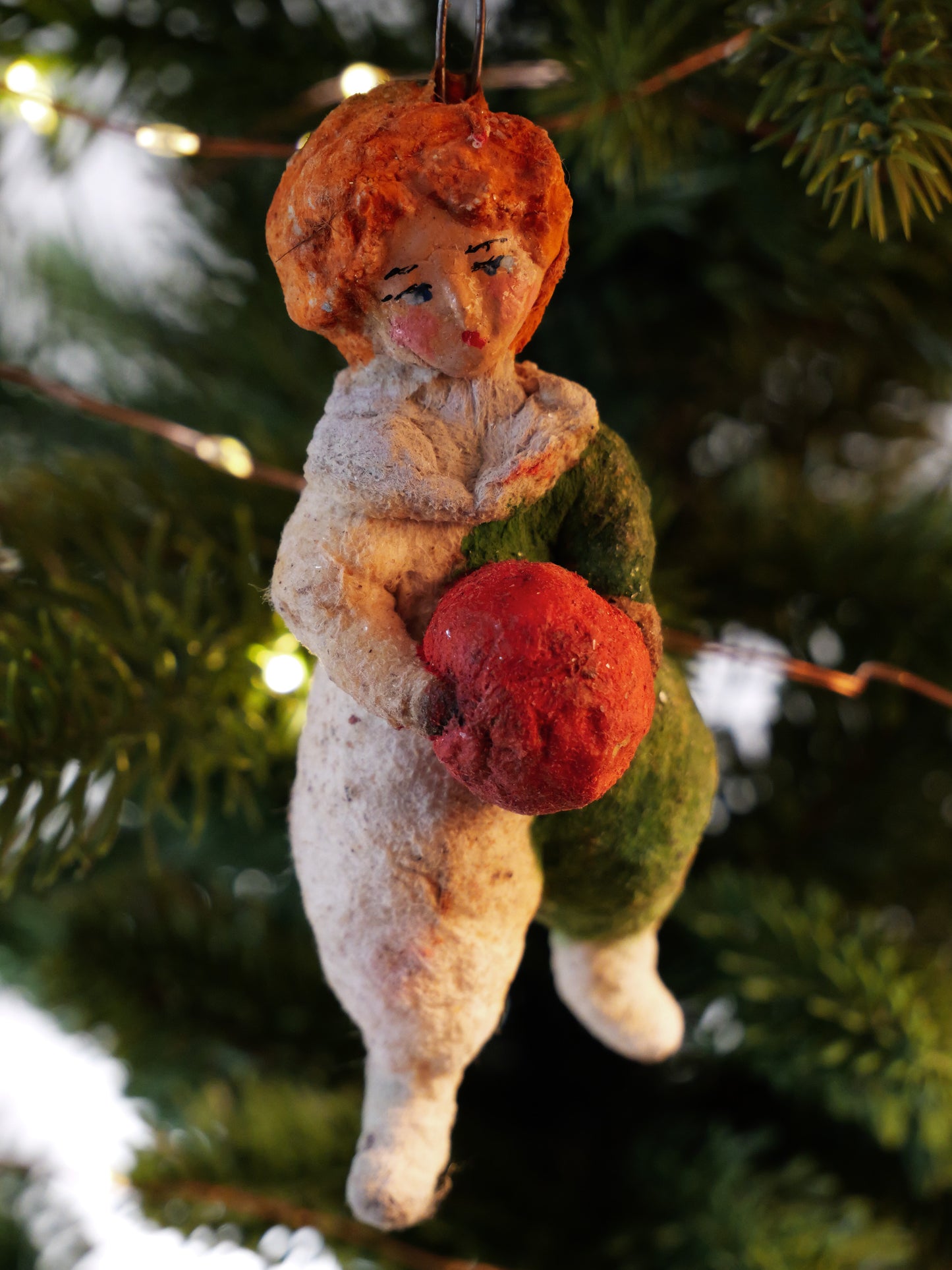 Vintage Handmade Spun Cotton Christmas Ornament - Helena