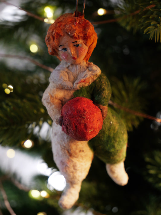 Vintage Handmade Spun Cotton Christmas Ornament - Helena