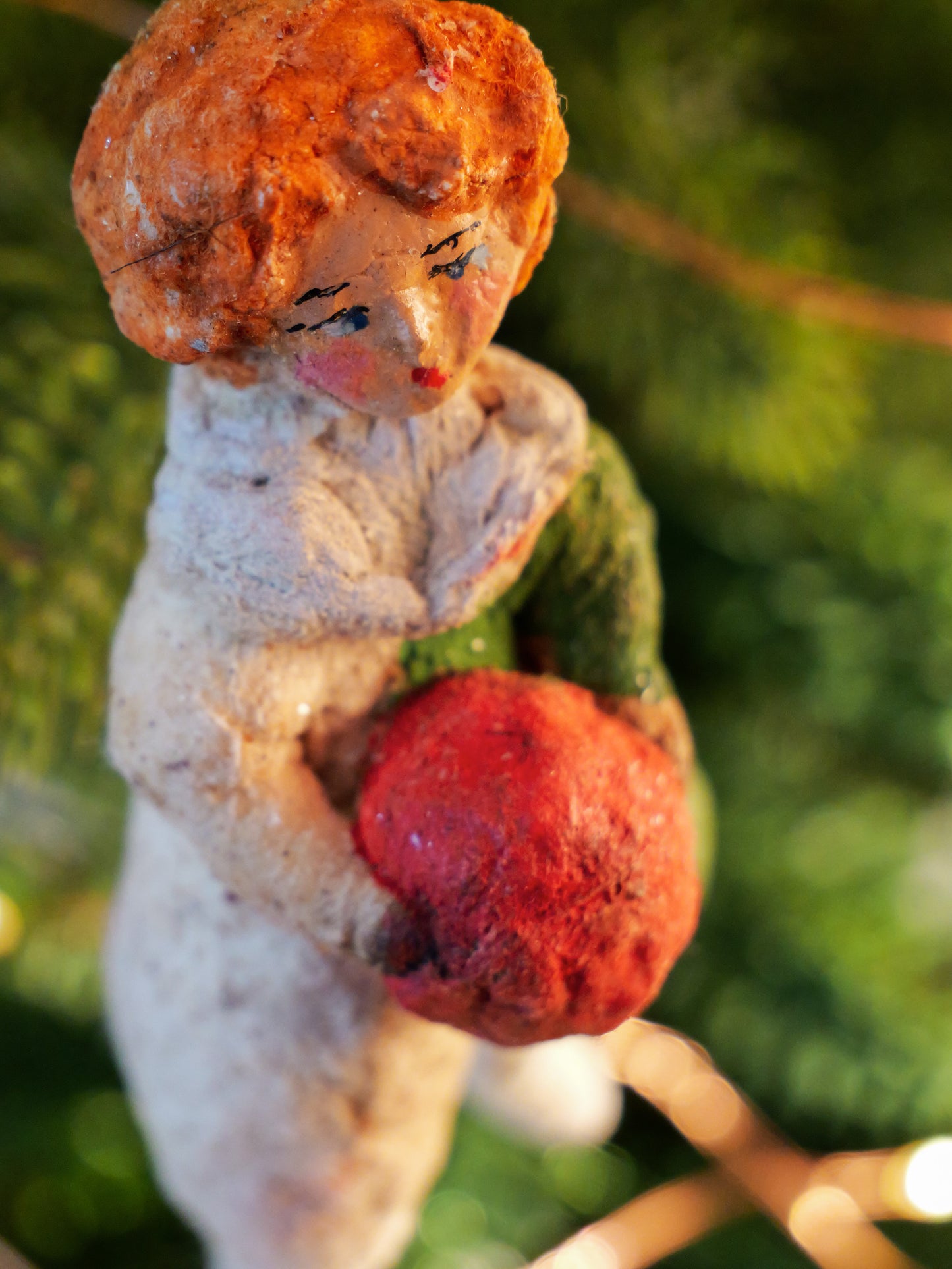 Vintage Handmade Spun Cotton Christmas Ornament - Helena